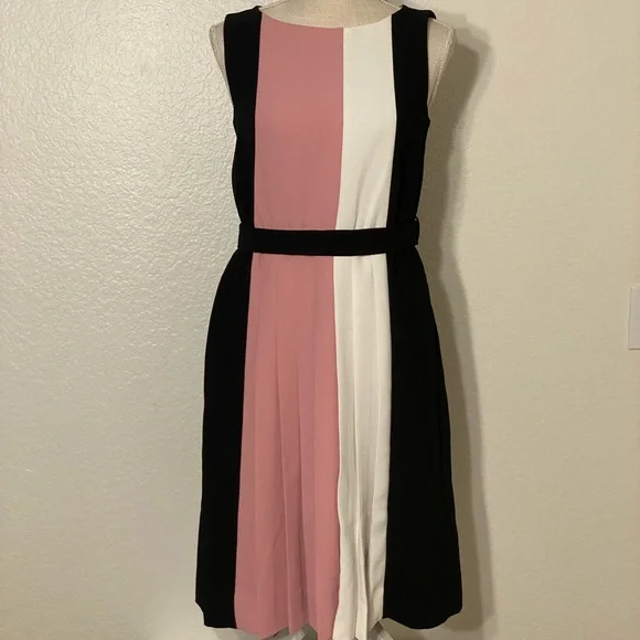 Kate Spade Black and Pink Sleeveless Color Block Dress with Belt - Picture 2 of 12